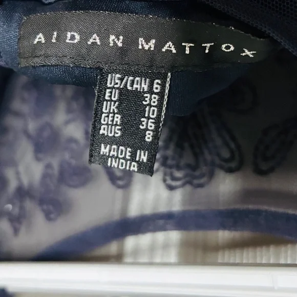 🥂 Aidan Mattox New Beaded Organza Formal Dress Navy Blue Size 6 - Picture 9 of 14